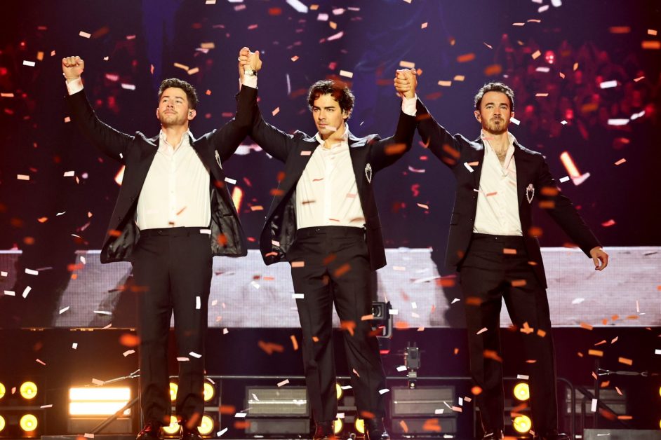 Nick Jonas, Joe Jonas, and Kevin Jonas perform onstage during Jonas Brothers: The Burning Up Tour All Over Again - New York at Madison Square Garden on August 20, 2026 in New York City.
